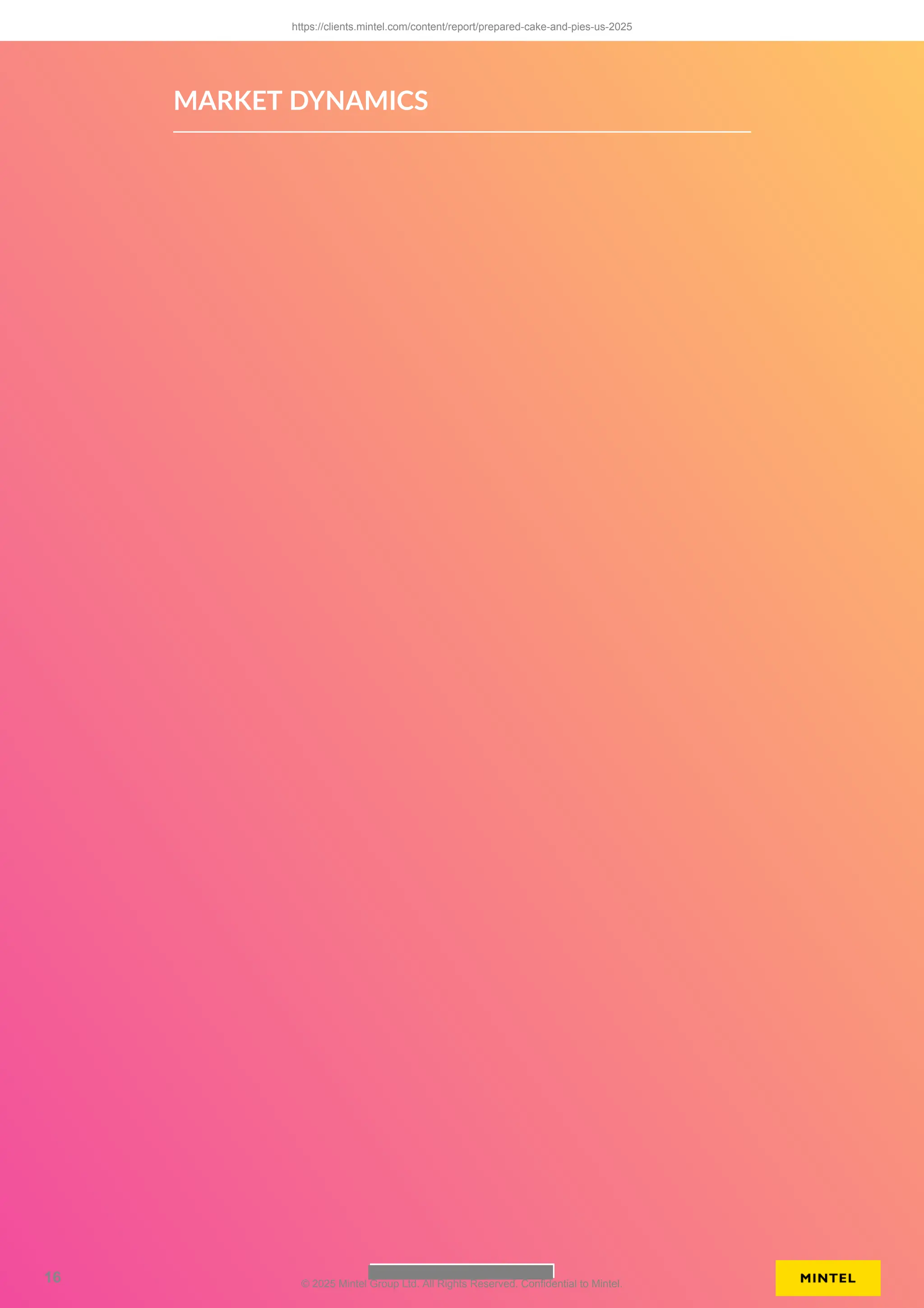 MARKET DYNAMICS
https://clients.mintel.com/content/report/prepared-cake-and-pies-us-2025
16 © 2025 Mintel Group Ltd. All Rights Reserved. Confidential to Mintel.
 