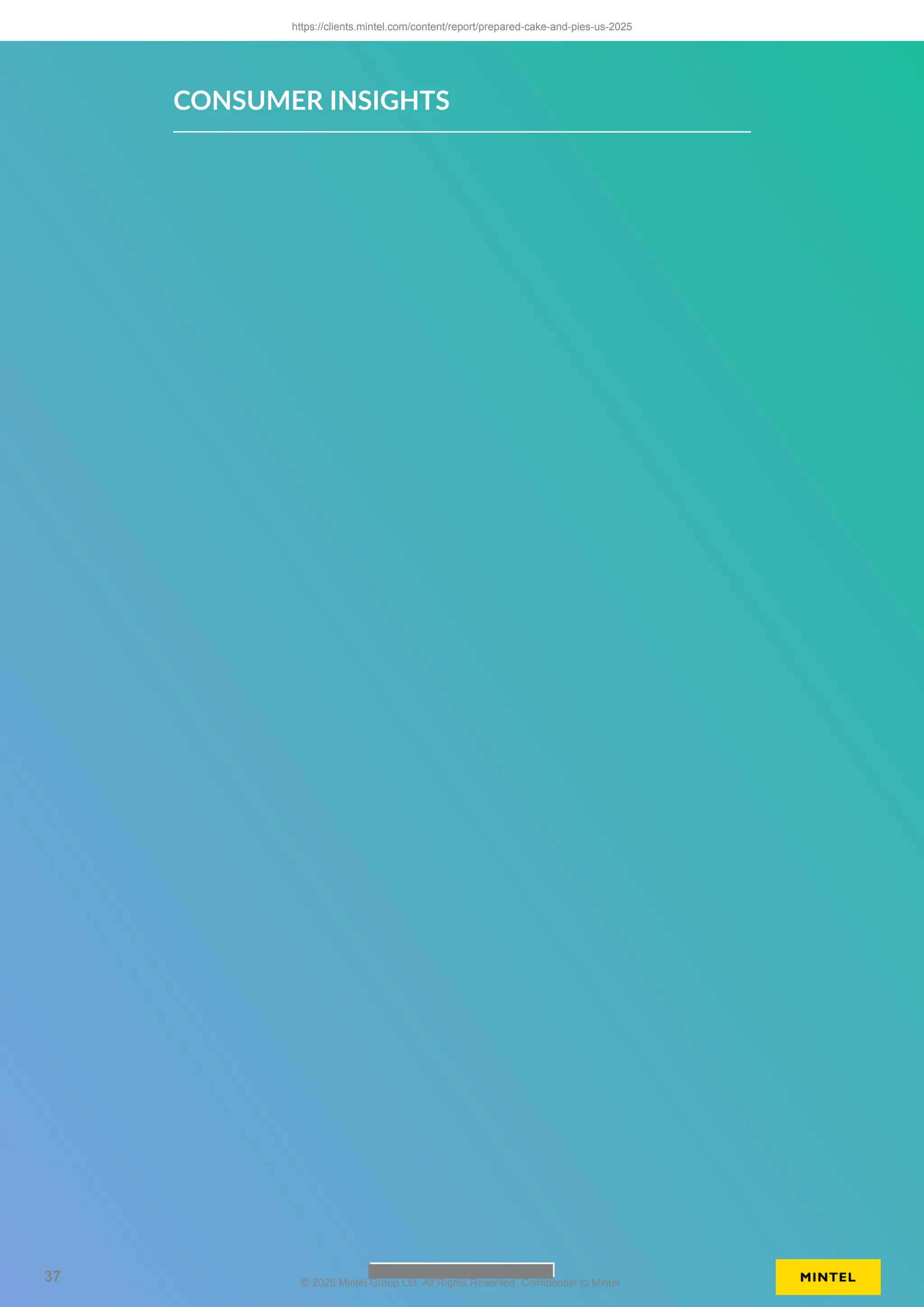 CONSUMER INSIGHTS
https://clients.mintel.com/content/report/prepared-cake-and-pies-us-2025
37 © 2025 Mintel Group Ltd. All Rights Reserved. Confidential to Mintel.
 