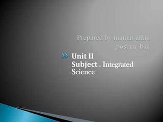 Unit II
Subject . Integrated
Science
 