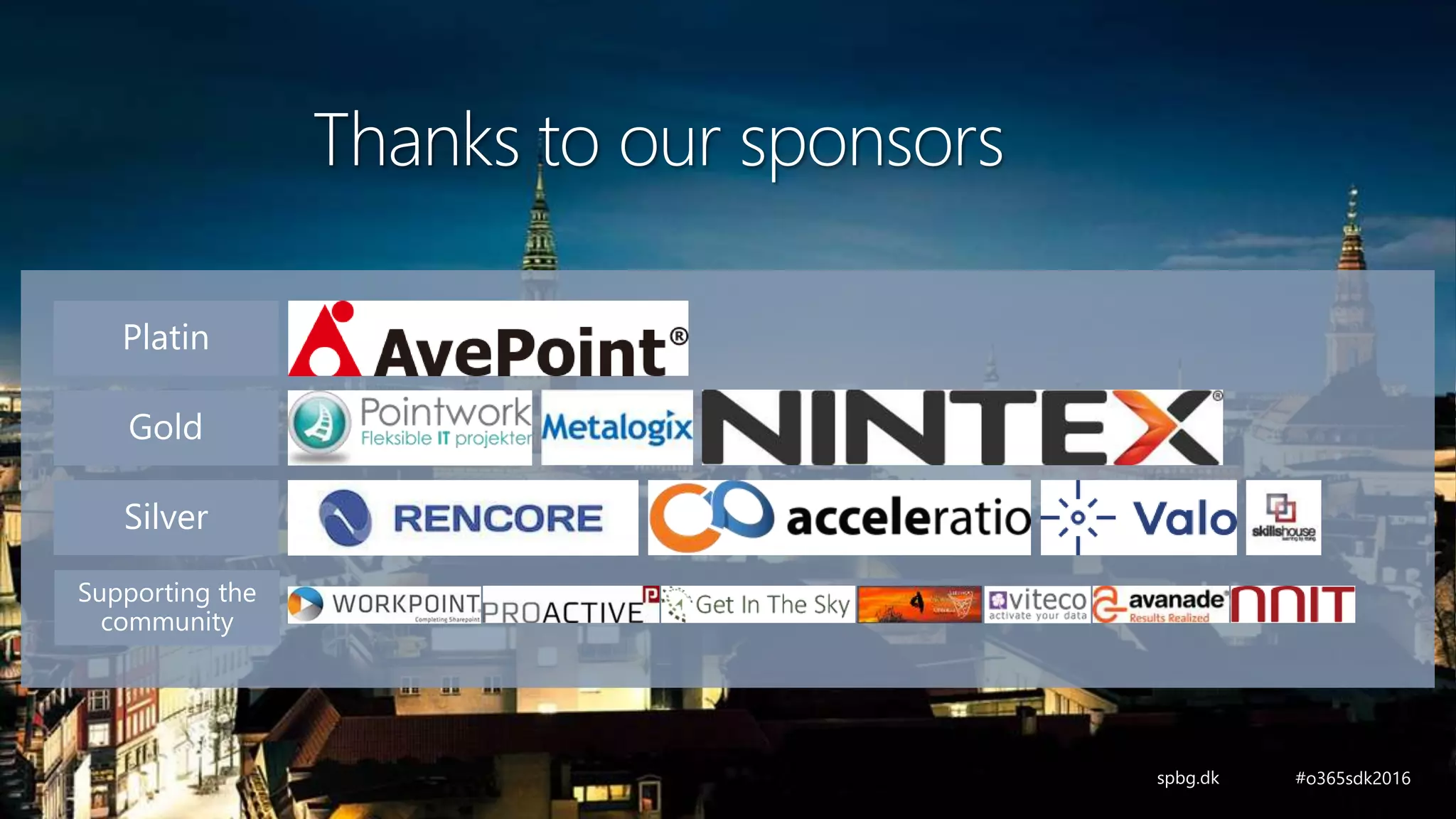 Supporting the
community
Thanks to our sponsors
 