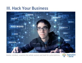 III. Hack Your Business

Hacker mindset: examine the whole system and look for vulnerabilities.

 