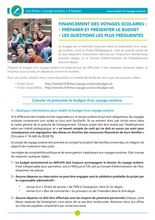 calculer le budget voyage scolaire | PDF
