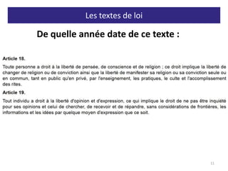 Les textes de loi
De quelle année date de ce texte :
11
 