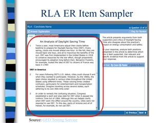RLA ER Item Sampler
Source: GED Testing Service
 