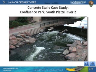 PREPARE TO LAUNCH!
3
river-management.org
nps.gov/rtca
LAUNCH DESIGN TYPES Updated – April 2018
Concrete Stairs Case Study:
Confluence Park, South Platte River 2
178
 