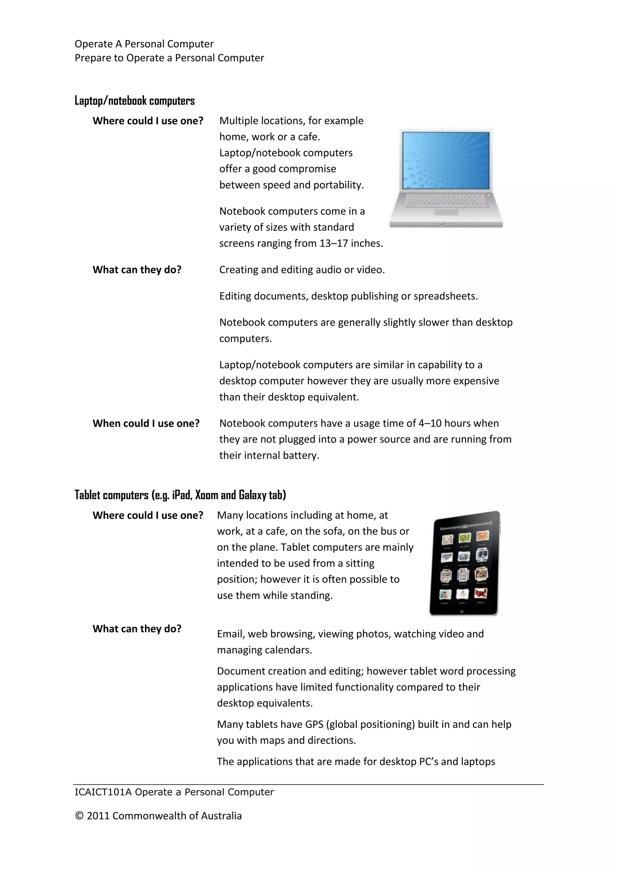 Prepare to use a personal computer | DOCX