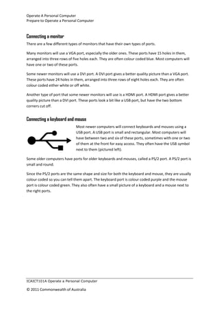 Prepare to use a personal computer | DOCX