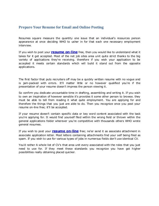 prepare your resume for email and online posting