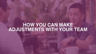 HOW YOU CAN MAKE  
ADJUSTMENTS WITH YOUR TEAM
 