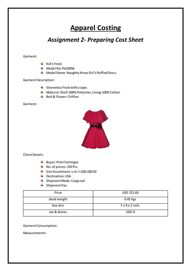 Preparing a cost sheet PDF