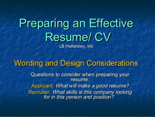 how to prepare an effective resumes