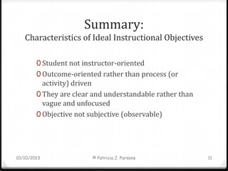 Preparing educational objectives: The good, the bad, and the value | PPTX