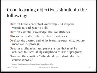 Preparing educational objectives: The good, the bad, and the value | PPTX