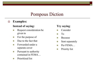Pomposity Example Preparing effective correspondence | PDF