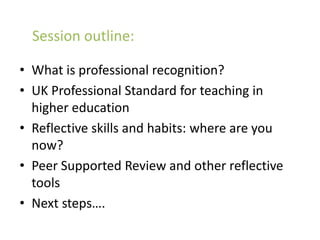 Professionl Recon Example Preparing for a professional recognition portfolio | PPTX