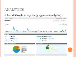 ANALYTICS Install Google Analytics (google.com/analytics) 