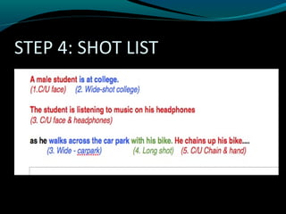 STEP 4: SHOT LIST
 