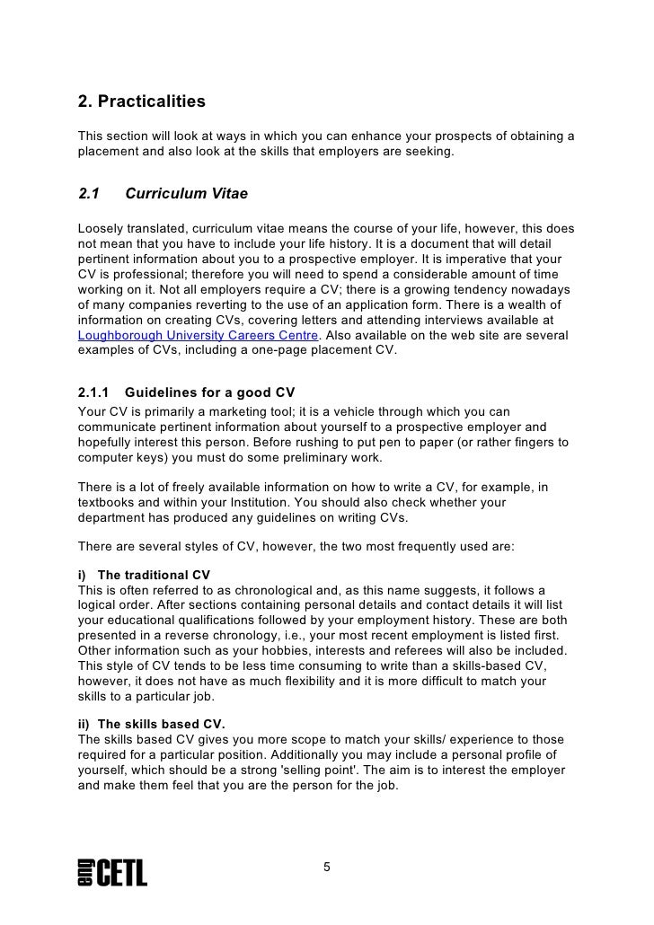 writing a cv for work experience