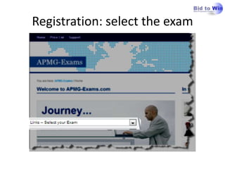 Registration: select the exam
 