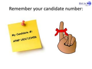 Remember your candidate number:
 