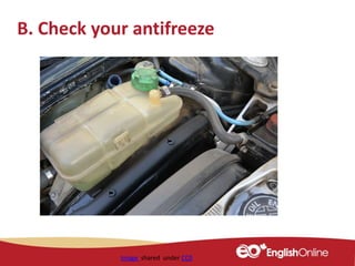 B. Check your antifreeze
Image shared under CC0
 