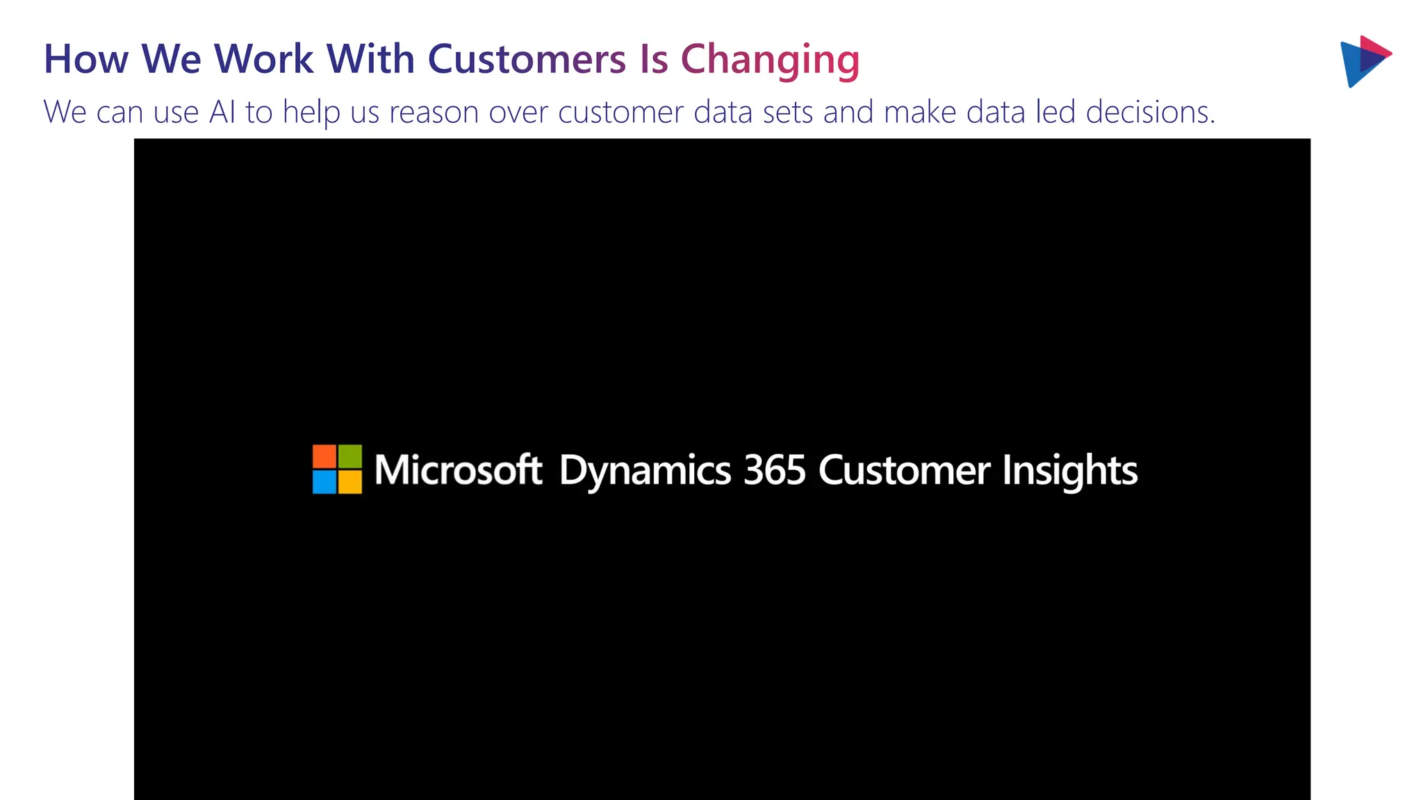 How We Work With Customers Is Changing
We can use AI to help us reason over customer data sets and make data led decisions.
 