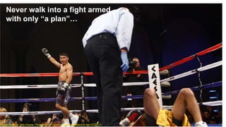Never walk into a fight armed
with only “a plan”…
Image source: http://www.15rounds.com/garcia-stops-remillard-in-ten-032611/ 24
 