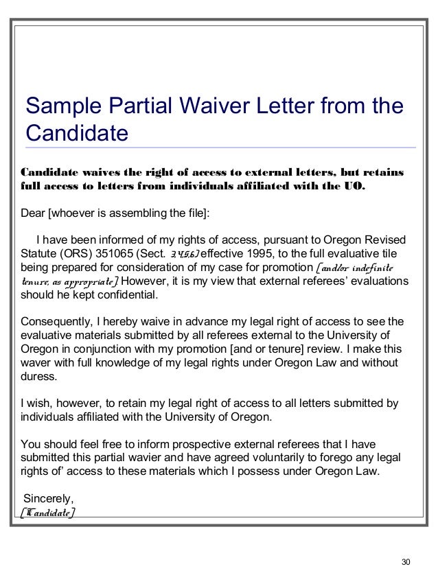 preparing tenure files for dept heads ofcmanagers staff should i waive my right to see letter of recommendation