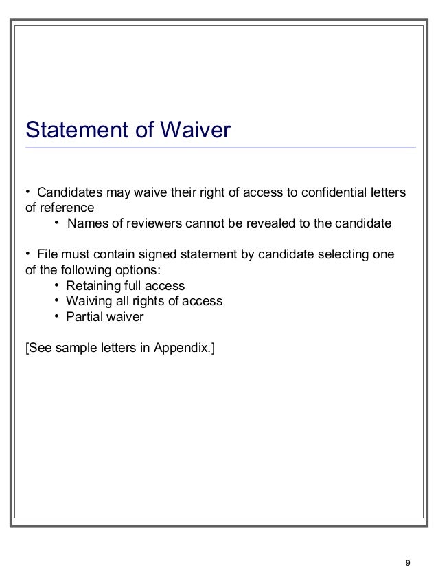 preparing tenure files_for_dept_heads_ofcmanagers_staff_jan 15_2013 waive rights to see a recommendation letter