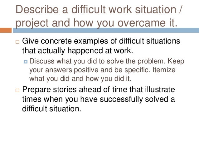 examples of difficult situations