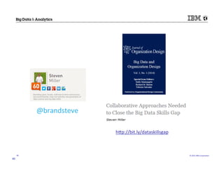 ©	
  2015	
  IBM	
  Corpora/on	
  40	
  
@brandsteve	
  
40	
  
hHp://bit.ly/dataskillsgap	
  
	
  
 