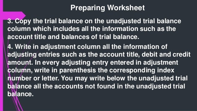 How To Prepare A Worksheet - Bookkeeping