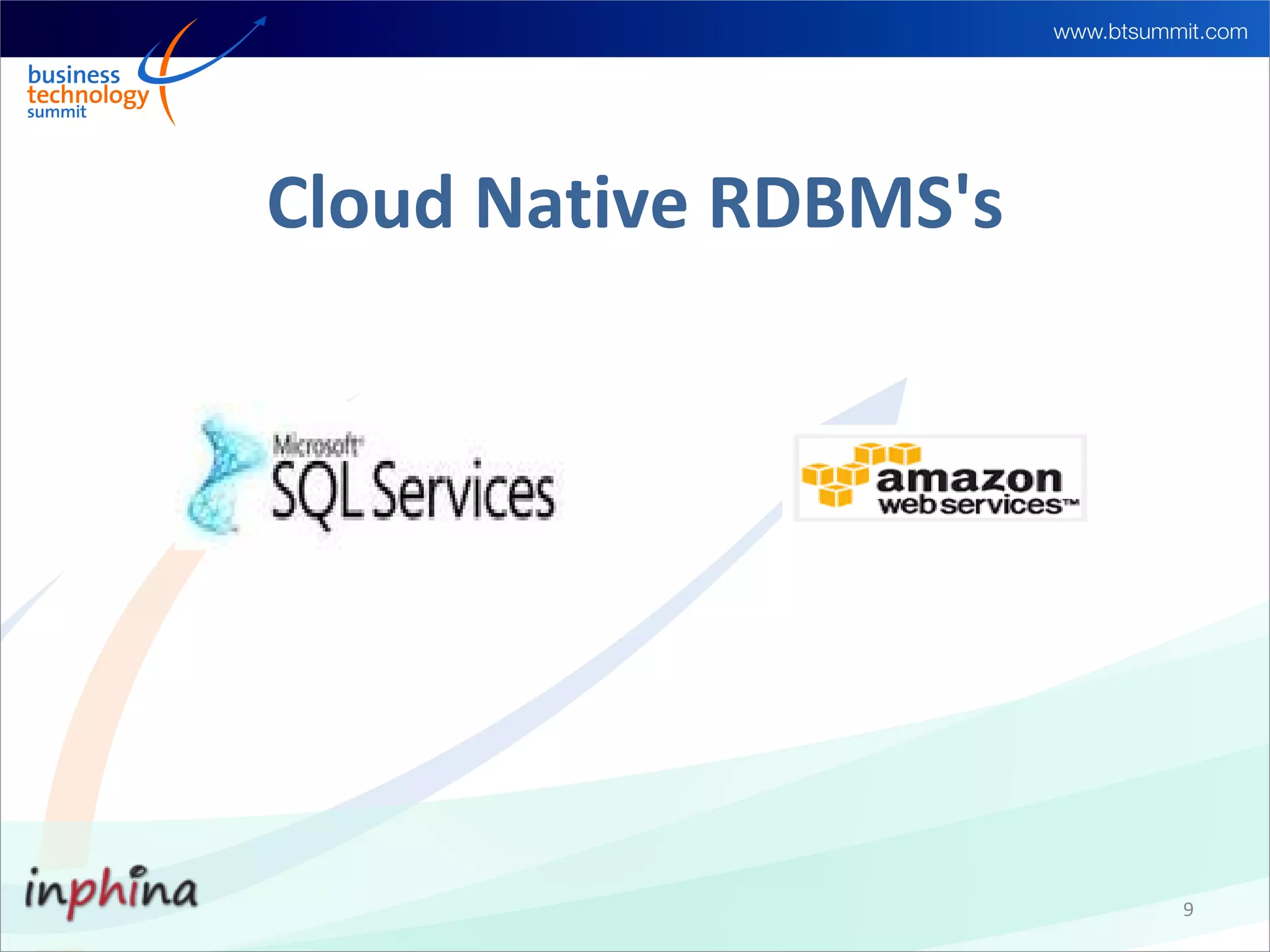 Cloud Native RDBMS's




                       9
 