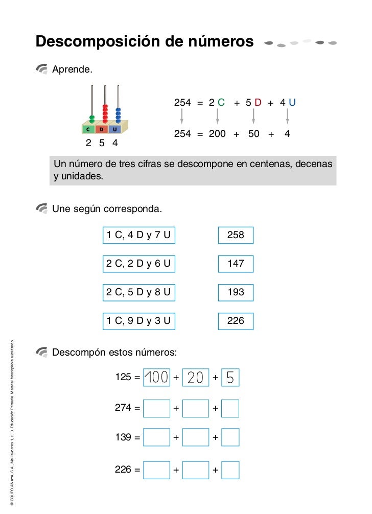 Image result for fichas de descomposicion de numeros para primer grado