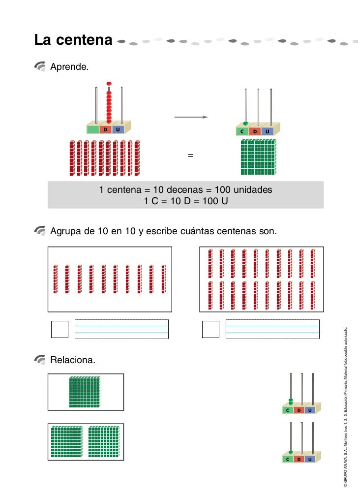 La centena  Aprende.                D   U                        C   D   U                                 =              ...