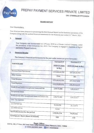 Prepay Payment Services  Board Report