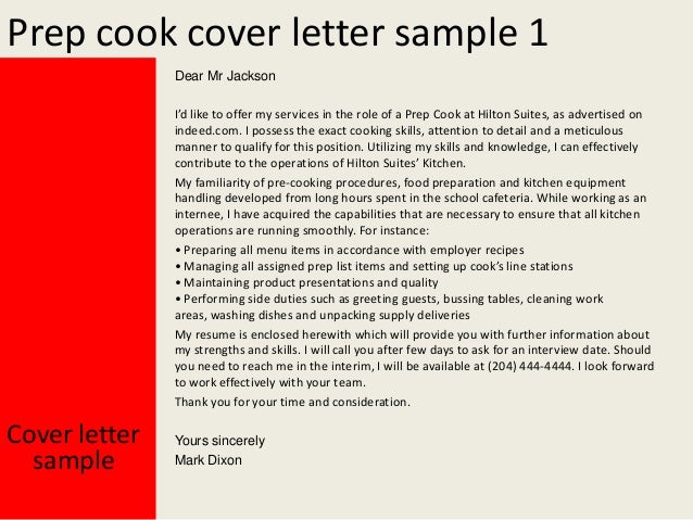 Cover letter examples for restaurant cook