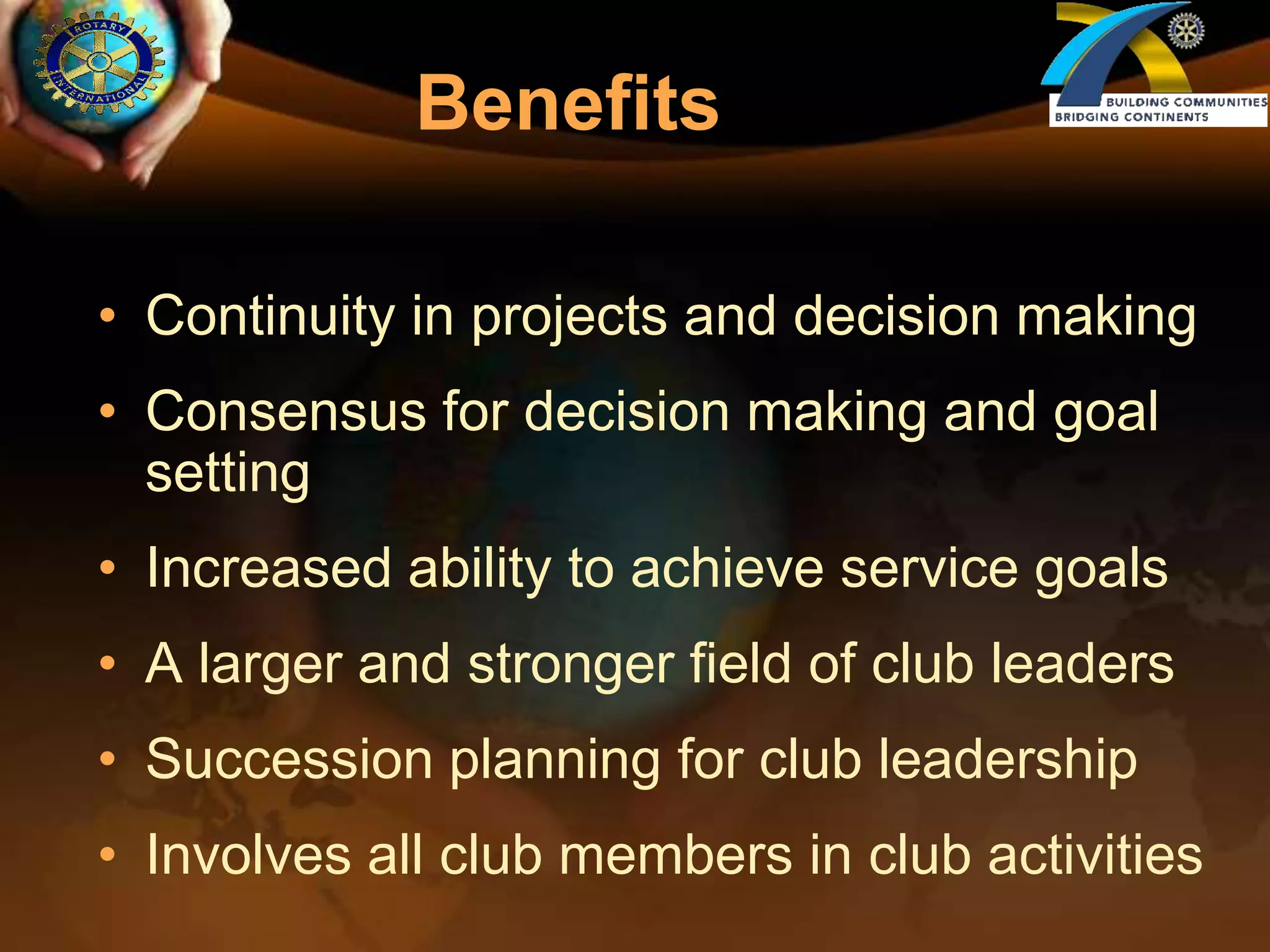 PurposeThe Club Leadership Plan helps clubs increase their ability to meet their goals in each Avenue of Service.