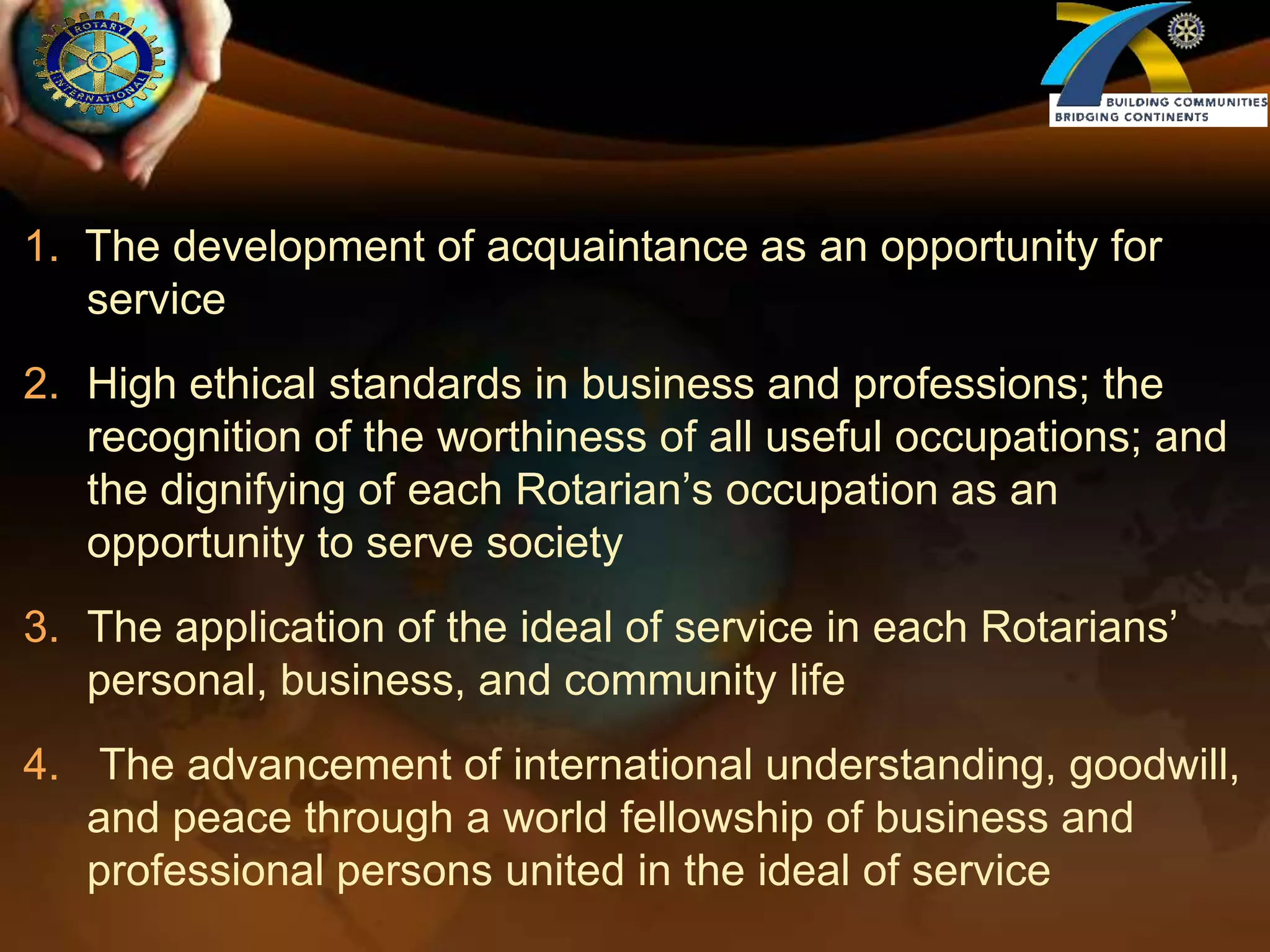 Use the Planning Guide for Effective Rotary Clubs to set annual goals that are in harmony with your club’s long-range goals.