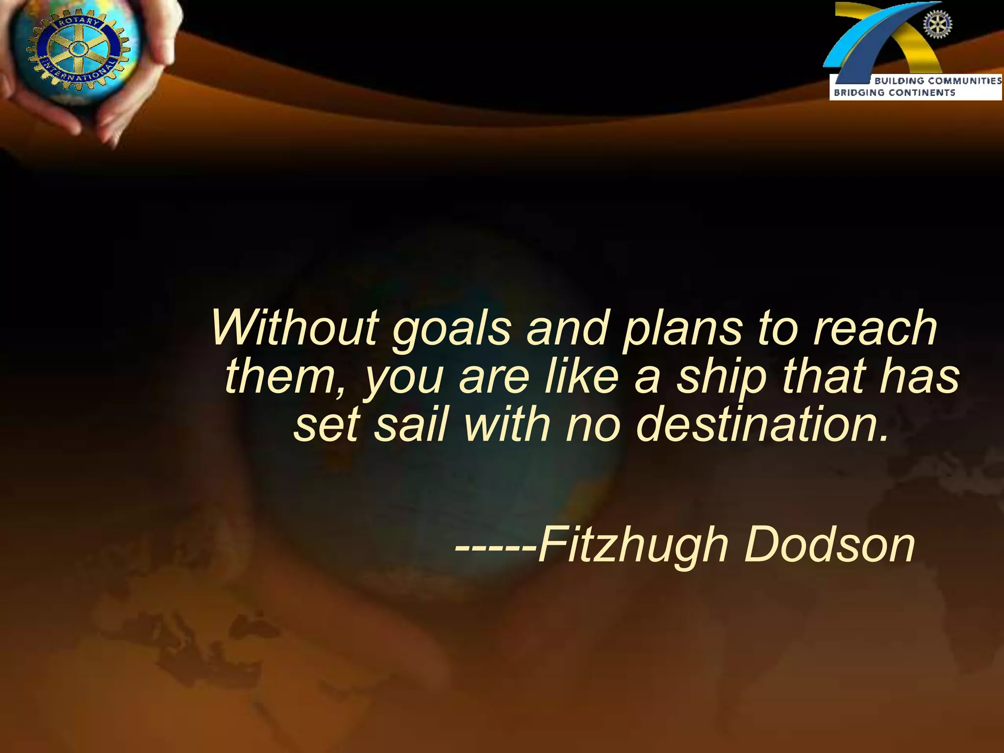 You must have long term goals (vision) to keep you from being frustrated by short term failures.		………Charles C. Noble