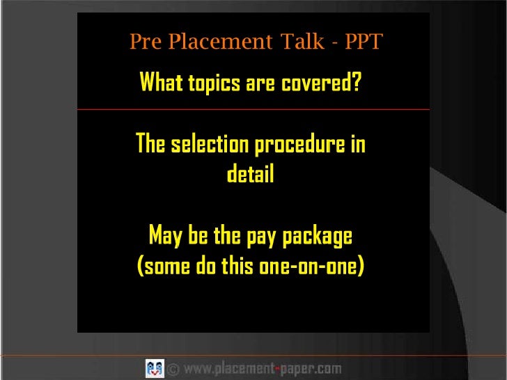 Pre Placement Talk