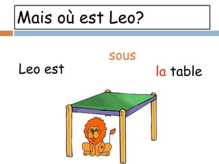 Mais où est Leo?
Leo est
sous
la table