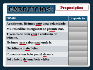 EXERCÍCIOS:Preposições