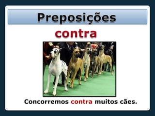 PreposiçõescontraConcorremos contra muitos cães.