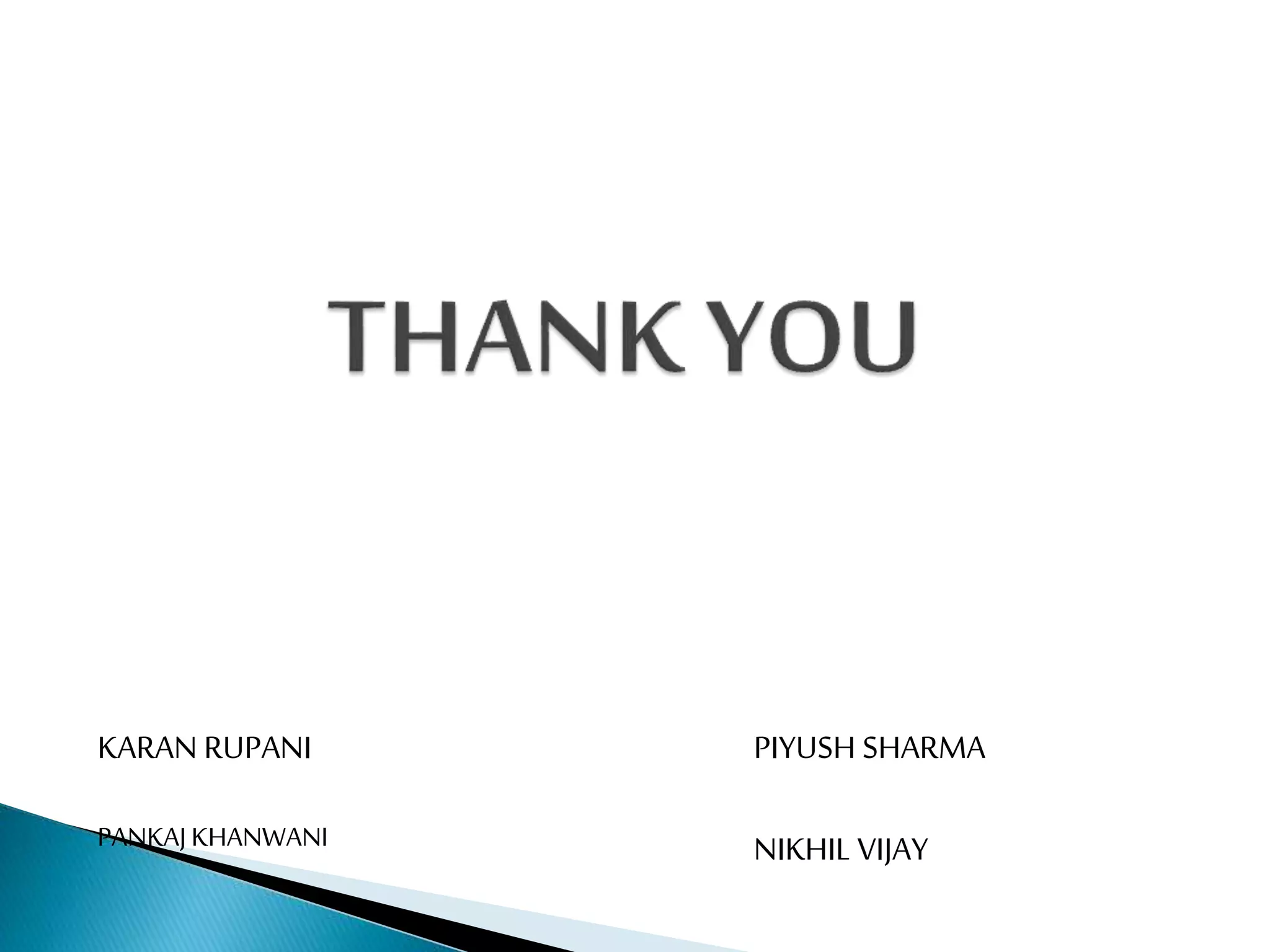 KARAN RUPANI
PANKAJKHANWANI
PIYUSH SHARMA
NIKHIL VIJAY