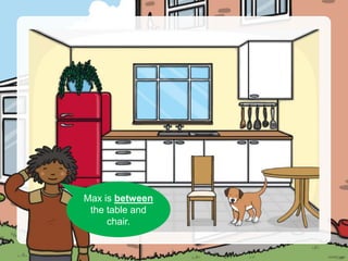 Can you see Max?
Max is between
the table and
chair.
 