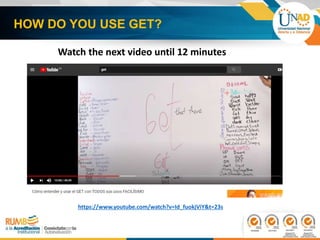 HOW DO YOU USE GET?
Watch the next video until 12 minutes
https://www.youtube.com/watch?v=Id_fuokjViY&t=23s
 