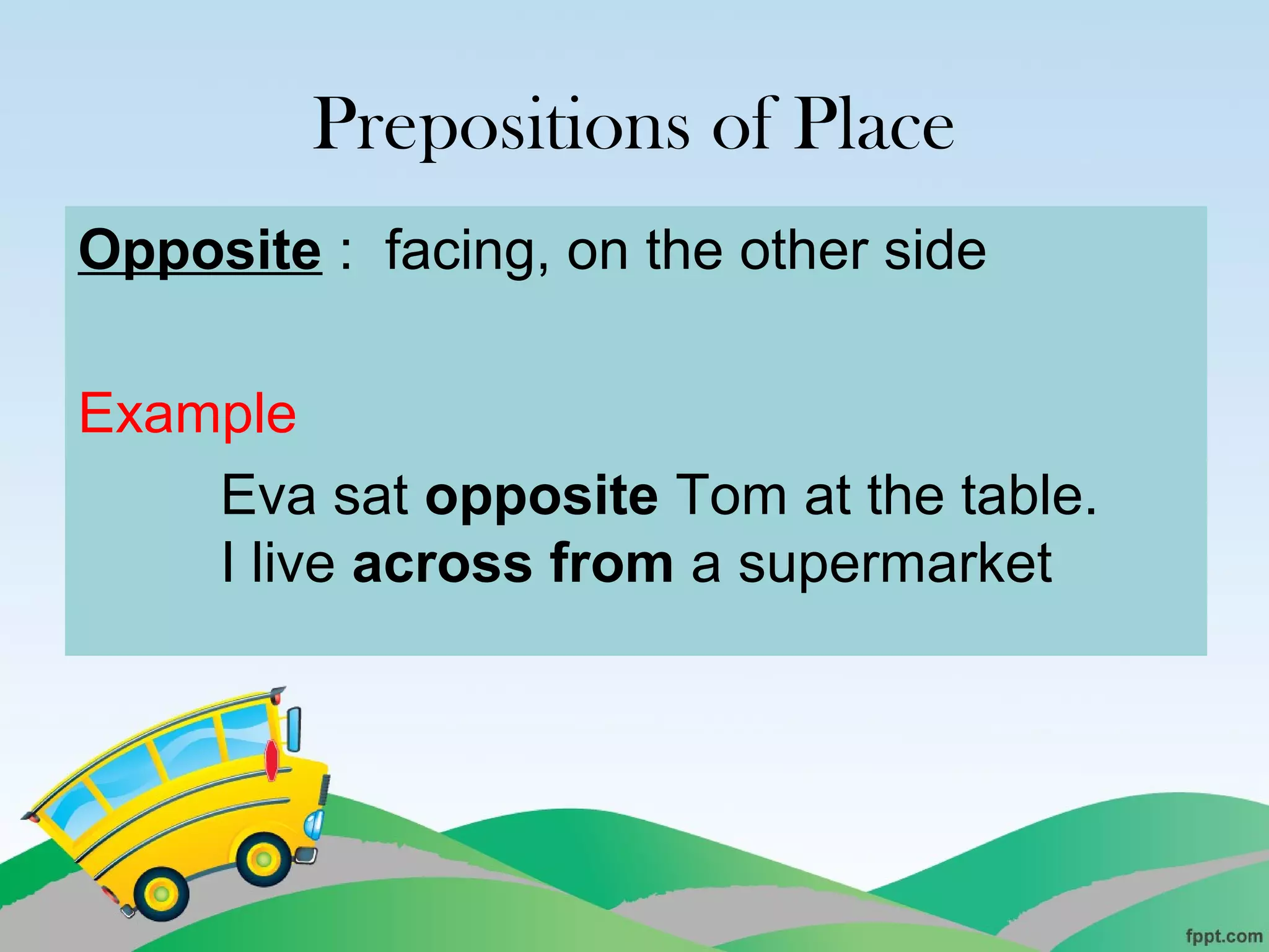 Prepositions of Place | PPT