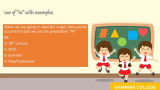 Preposition Past Image Example Prepositions prepositions of time, prepositions of place & prepositions ...