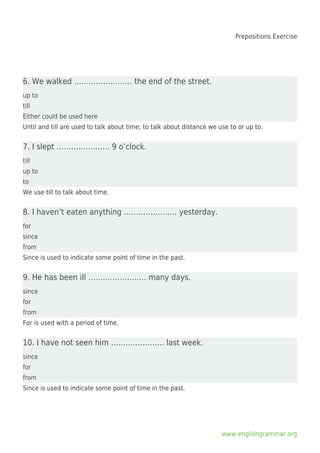 Prepositions exercise | PDF
